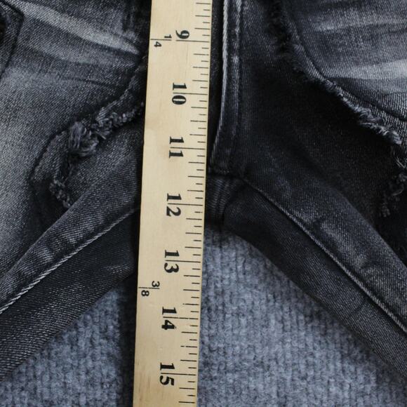 Guapi Jeans Mens 32 Flare Distressed Black Patchwork Stacked Hip Hop Streetwear - Picture 8 of 13